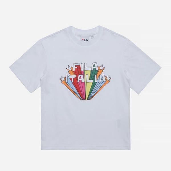 Camisetas Fila Rapaz Branco - Fila Rainbow Crew Neck S/S Loja Online Portugal,UDES-83795